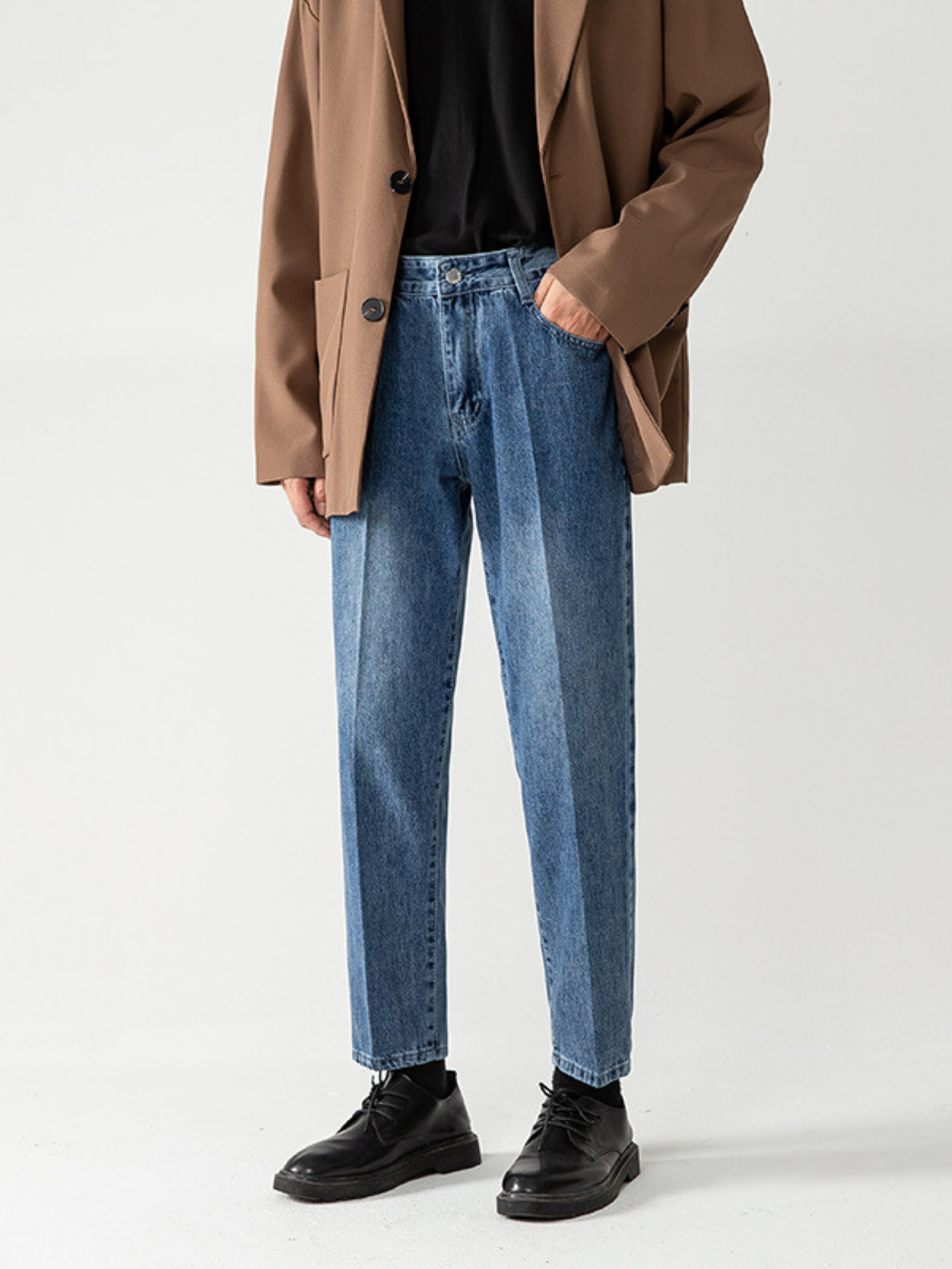 Jeans en denim droits et amples pour hommes