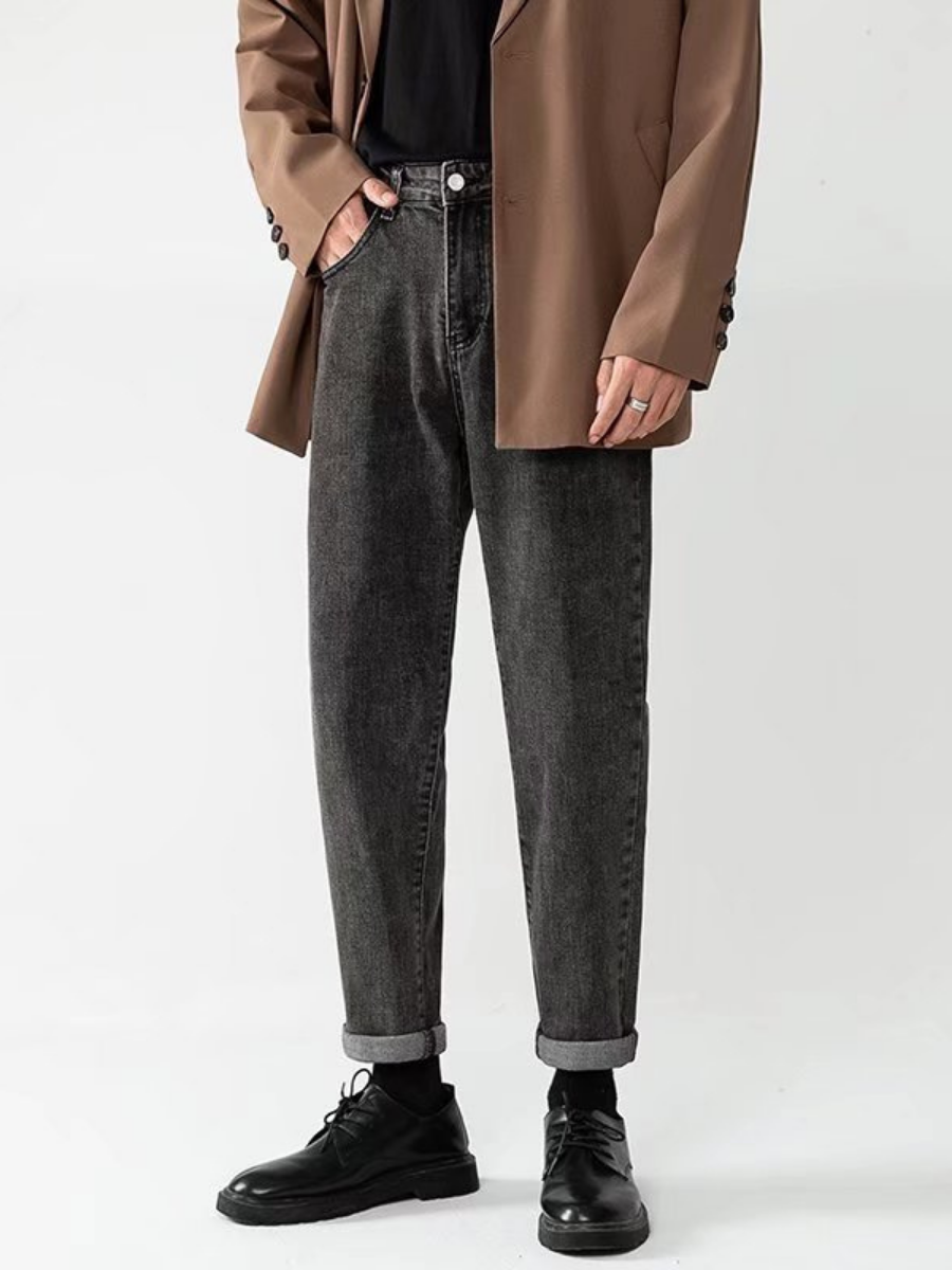 Jeans en denim droits et amples pour hommes