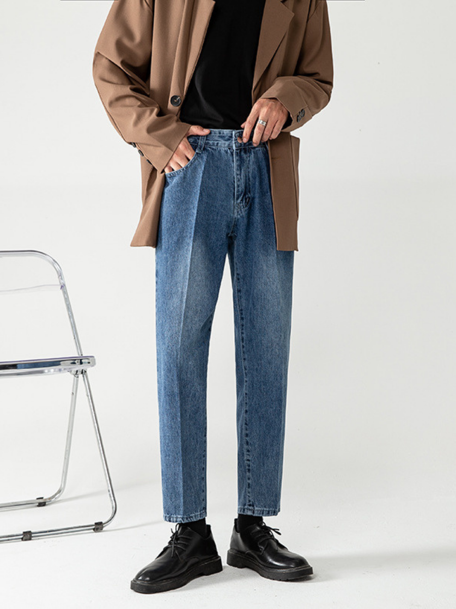 Jeans en denim droits et amples pour hommes