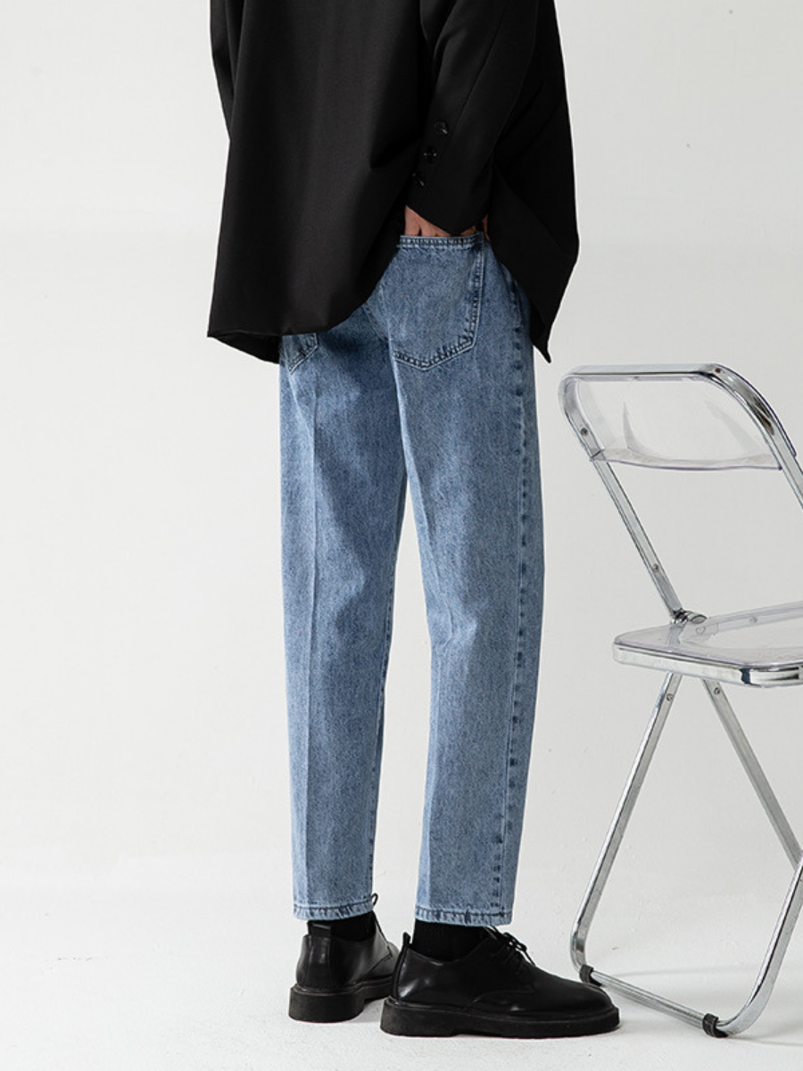 Jeans en denim droits et amples pour hommes