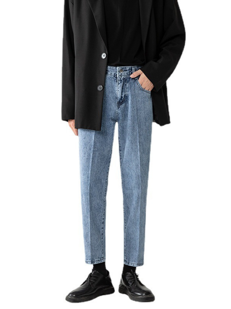 Jeans en denim droits et amples pour hommes