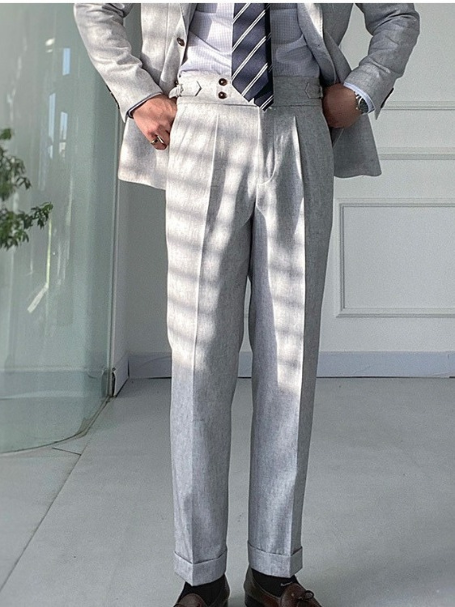 Pantalon droit - double boutonnage, non irisé