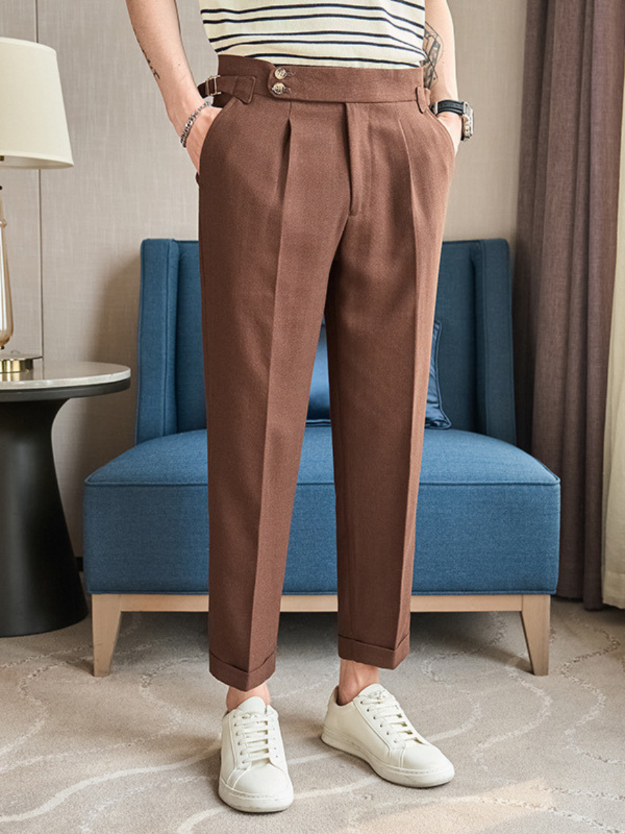 Pantalon décontracté en mélange de lin pour hommes