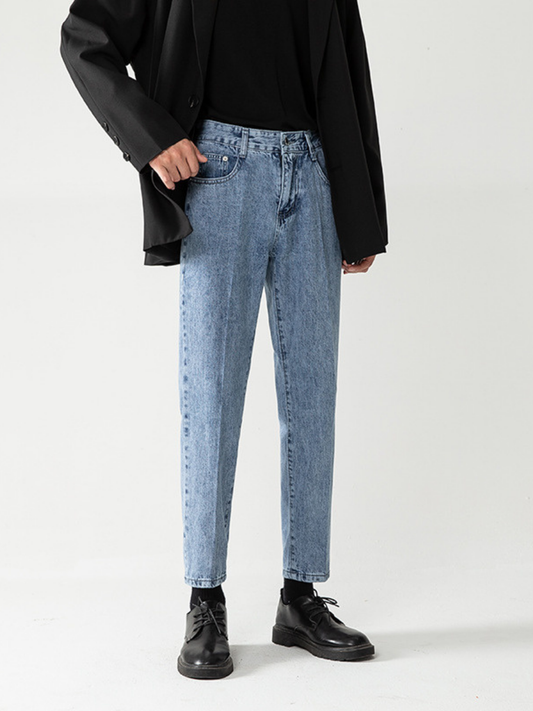 Jeans en denim droits et amples pour hommes